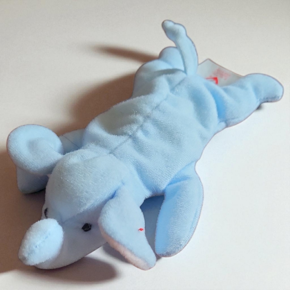 Vtg 93 Ty Beanie Babies McDonalds Blue Peanut Elephant Tush Pink Ears 1st Gen
